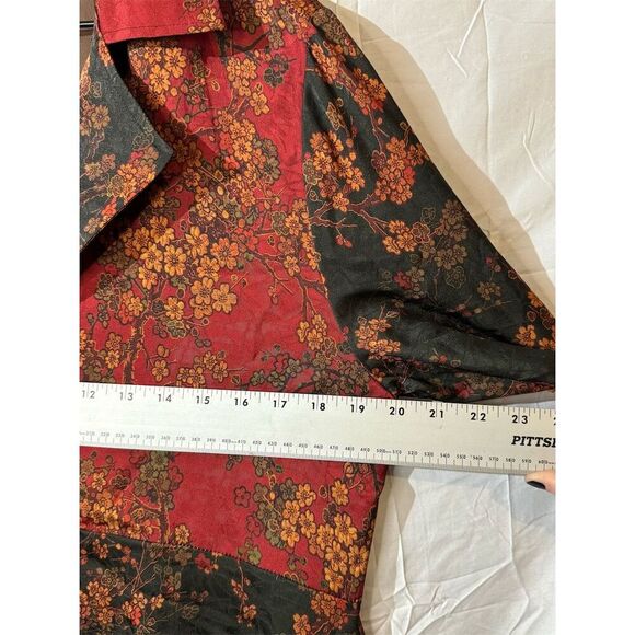 NWT Ania A VTG Floral Artsy Boho Patchwork Button Asymmetrical Red Light Jacket - Picture 5 of 11